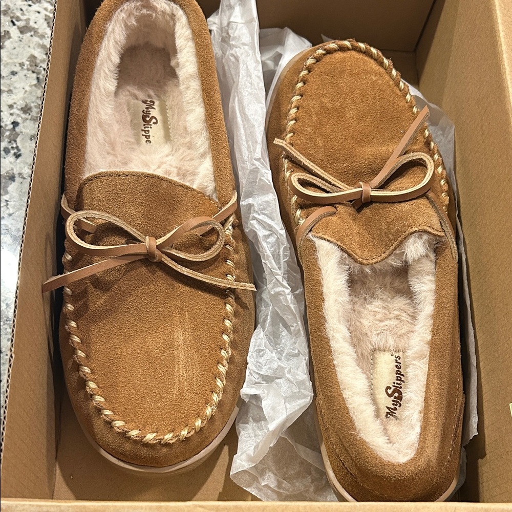 MySlippers Women's Chestnut Moccasin Slippers - Picture 2 of 3